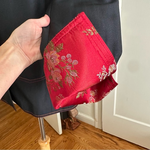 ALAIN MANOUKIAN Paris Western Denim Blazer Red Orange Stitch Wool Blend Size 14 - Picture 13 of 16